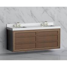 Madeli B855-72D-002-BR-NP-PC - Renaissance 72'' Wall hung Vanity Cabinet in Brandy - No Handles - Inlay in Polished Chr