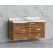 Madeli B855-60C-002-NW-HY-PN - Renaissance 60C'' Wall hung Vanity Cabinet in Natural Walnut/HW: Handles Polished Nickel