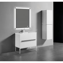 Madeli B400-42-001-LC-GW-PC - Madeli Soho 42'' Free standing Vanity Cabinet in Glossy White/HW: Polished Chrome(PC)