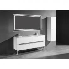 Madeli B400-72D-001-LC-GW-PC - Madeli Soho 72'' Free standing Vanity Cabinet in Glossy White/HW: Polished Chrome(PC)