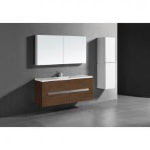 Madeli B300-60C-002-BR-PC - Urban 60''. Brandy Wall Hung Cabinet.1-Bowl Polished Chrome Handles (X4) 59-1/4'&ap