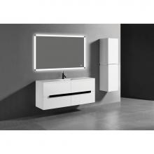 Madeli B300-60C-002-GW-PC - Madeli Urban 60'' Wall hung  Vanity Cabinet in Glossy White Finish/HW: Polished Chrome(P