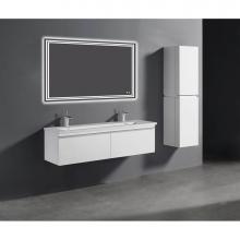 Madeli B990-60D-002-GW-BN - Madeli Venasca 60D'' Wall Hung Cabinet in Glossy White/HW: Brushed Nickel(BN)