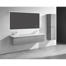 Madeli B990-72D-002-AG-MB - Madeli Venasca 72D'' Wall Hung Cabinet in Ash Grey/HW: Matte Black(MB)