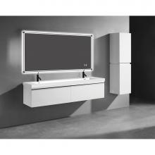 Madeli B990-72D-002-GW-BN - Madeli Venasca 72D'' Wall Hung Cabinet in Glossy White/HW: Brushed Nickel(BN)
