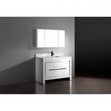 Madeli B999-48C-001-GW-SB - Madeli Vicenza 48C'' Free Standing Glossy White/HW: Satin Brass(SB)