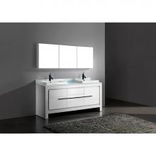 Madeli B999-72D-001-GW-MB - Madeli Vicenza 72D'' Free Standing Glossy White/HW: Matte Black(MB)