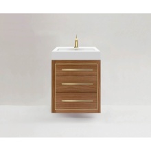 Madeli B850-24-002-NW-NP-PC - Villa 24'' Wall hung  Vanity Cabinet in Natural Walnut/HW: No handles - Inlay in Polishe