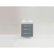 Madeli B850-24-002-TG-PC - Villa 24''. Studio Grey, Wall Hung Cabinet, Polished Chrome Handles(X3)/, Inlay, 23-5/8&