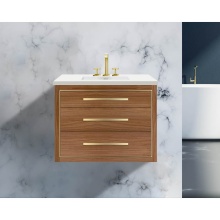 Madeli B850-36-002-NW-H9-PC - Villa 36'' Wall hung  Vanity Cabinet in Natural Walnut/HW: Polished Chrome(PC)