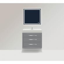 Madeli B850-42-002-TG-PC - Villa 42''. Studio Grey, Wall Hung Cabinet, Polished Chrome Handles(X3)/, Inlay, 41-5/8&
