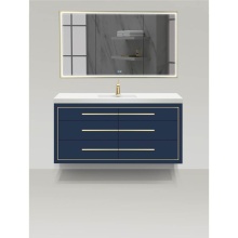 Madeli B850-60C-002-SA-NP-PC - Villa 60C'' Wall hung  Vanity Cabinet in Sapphire/HW: No handles - Inlay in Polished Chr