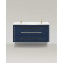 Madeli B850-60D-002-SA-H9-PC - Villa 60D'' Wall hung  Vanity Cabinet in Sapphire/HW: Polished Chrome(PC)