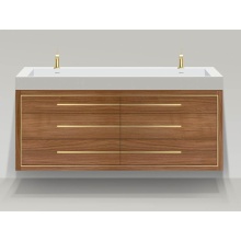 Madeli B850-72D-002-NW-NP-PC - Villa 72D'' Wall hung  Vanity Cabinet in Natural Walnut/HW: No handles - Inlay in Polish