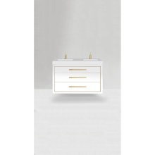 Madeli B850-48D-002-WH-NP-PC - Villa 48D'' Wall hung  Vanity Cabinet in White /HW: No handles - Inlay in Polished Chrom