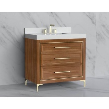 Madeli B865-36-001-LY-NW-HY-PC - Vision 36'' Free standing Vanity Cabinet in Natural Walnut/HW: Handle & Feet Polishe