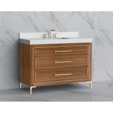 Madeli B865-48C-001-LY-NW-HY-PC - Vision 48C'' Free standing Vanity Cabinet in Natural Walnut/HW: Handle & Feet Polish