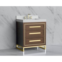 Madeli B865-30-001-LC-BR-HP-PC - Vision 30'' Free standing Vanity Cabinet in Brandy/HW: Handles/Feet Polished Chrome(PC)