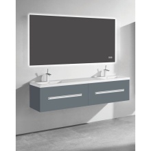 Madeli B070-72D-002-TG-PC - Vogue 72'' Wall Hung Vanity Cabinet Studio Grey/HW: Polished Chrome(PC)