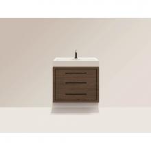 Madeli B850-42-002-BR-PC - Villa 42''. Brandy, Wall Hung Cabinet, Polished Chrome Handles(X3)/, Inlay, 41-5/8'