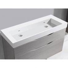 Madeli XTU1845-48-200-WH - Madeli X-Stone Trough Sink, 48'' x 18'' x 4-1/2'', Glossy White, No