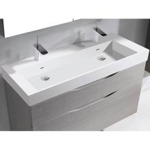 Madeli XTU1845-48-210-WH - Madeli X-Stone Trough Sink, 48'' x 18'' x 4-1/2'', Glossy White, Sin