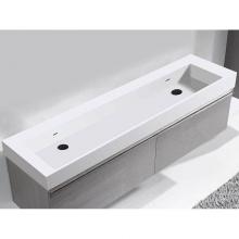 Madeli XTU1845-60-200-WH - Madeli X-Stone Trough Sink, 60'' x 18'' x 4-1/2'', Glossy White, No