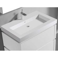 Madeli XTU2245-36-110-WH - Madeli X-Stone Trough Sink, 36'' x 22'' x 4-1/2'', Glossy White, Sin