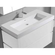 Madeli XTU2245-42-110-WH - Madeli X-Stone Trough Sink, 42'' x 22'' x 4-1/2'', Glossy White, Sin