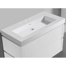 Madeli XTU2245-42-130-WH - Madeli X-Stone Trough Sink, 42'' x 22'' x 4-1/2'', Glossy White, 8&a