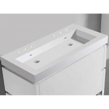 Madeli XTU2245-48-230-WH - Madeli X-Stone Trough Sink, 48'' x 22'' x 4-1/2'', Glossy White, 8&a