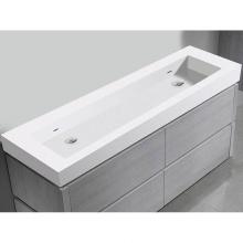 Madeli XTU2245-60-200-WH - Madeli X-Stone Trough Sink, 60'' x 22'' x 4-1/2'', Glossy White, No