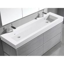 Madeli XTU2245-60-210-WH - Madeli X-Stone Trough Sink, 60'' x 22'' x 4-1/2'', Glossy White, Sin