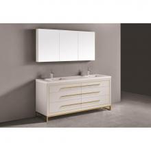 Madeli B860-72D-001-LC-WH-NP-PC - Estate 72D'' Free Standing Vanity Cabinet in White/HW: No handles - Feet in  Polished Ch