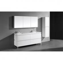 Madeli B600-72D-001-LS-GW-PC - Madeli Metro 72'' Free Standing Vanity in Glossy White/HW: Polished Chrome(PC)