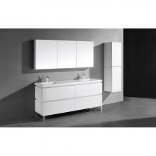 Madeli B600-72D-001-LS-WH-BN - Metro 72D'' Free Standing  Vanity Cabinet in  White/HW: Brushed Nickel(BN)