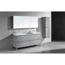 Madeli B600-72D-001-LS-AG-PC - Metro 72D'' Free Standing  Vanity Cabinet in Ash Grey/HW: Polished Chrome(PC)
