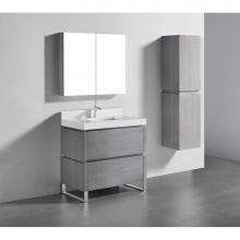 Madeli B600-36-001-LS-AG-PC - Metro 36'' Free Standing  Vanity Cabinet in Ash Grey/HW: Polished Chrome(PC)