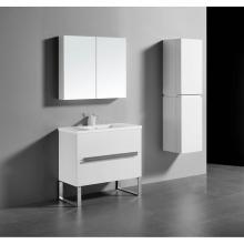 Madeli B400-36-001-LC-GW-PC - Madeli Soho 36'' Free standing Vanity Cabinet in Glossy White/HW: Polished Chrome(PC)