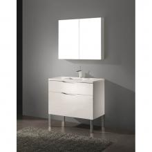 Madeli B200-42-021-LL-GW-PC - Madeli Milano 42'' Free Standing Vanity Cabinet Glossy White/HW: Polished Chrome(PC)