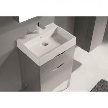 Madeli CB-6124-130-WH - Madeli  Ceramic Basin CB-6124-110-WH Semi-recess Square 8'' Widespread