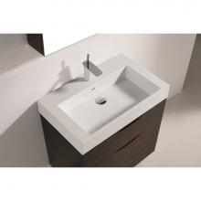Madeli CB-6130-110-WH - Madeli  Ceramic Basin CB-6130-110-WH Semi-recess Square  Single Faucet Hole