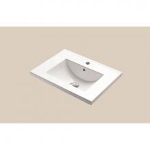 Madeli CB-8124-130-WH - Ceramic Basin. Semi-Recessed , Rectangular. White, 8'' Widespread. W/Overflow, 24'&