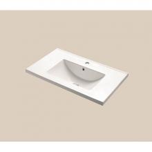 Madeli CB-8130-110-WH - Ceramic Basin. Semi-Recessed, Rectangular. White, Single Faucet Hole. W/Overflow, 30'' X