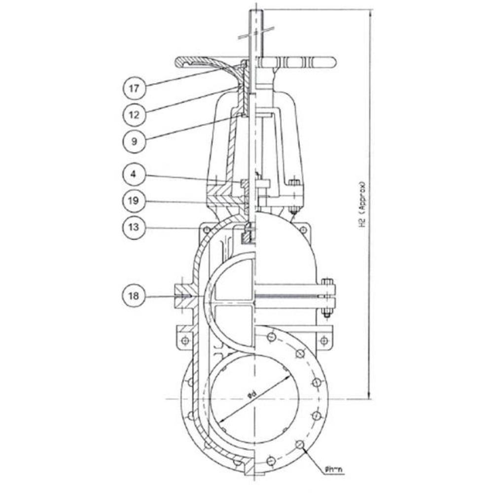 16'' Flanged Ci G/V-Ibbm-Os And Y 125Swp 200Wog Mss Sp-70 Bituminous Coated W/3 Bossings