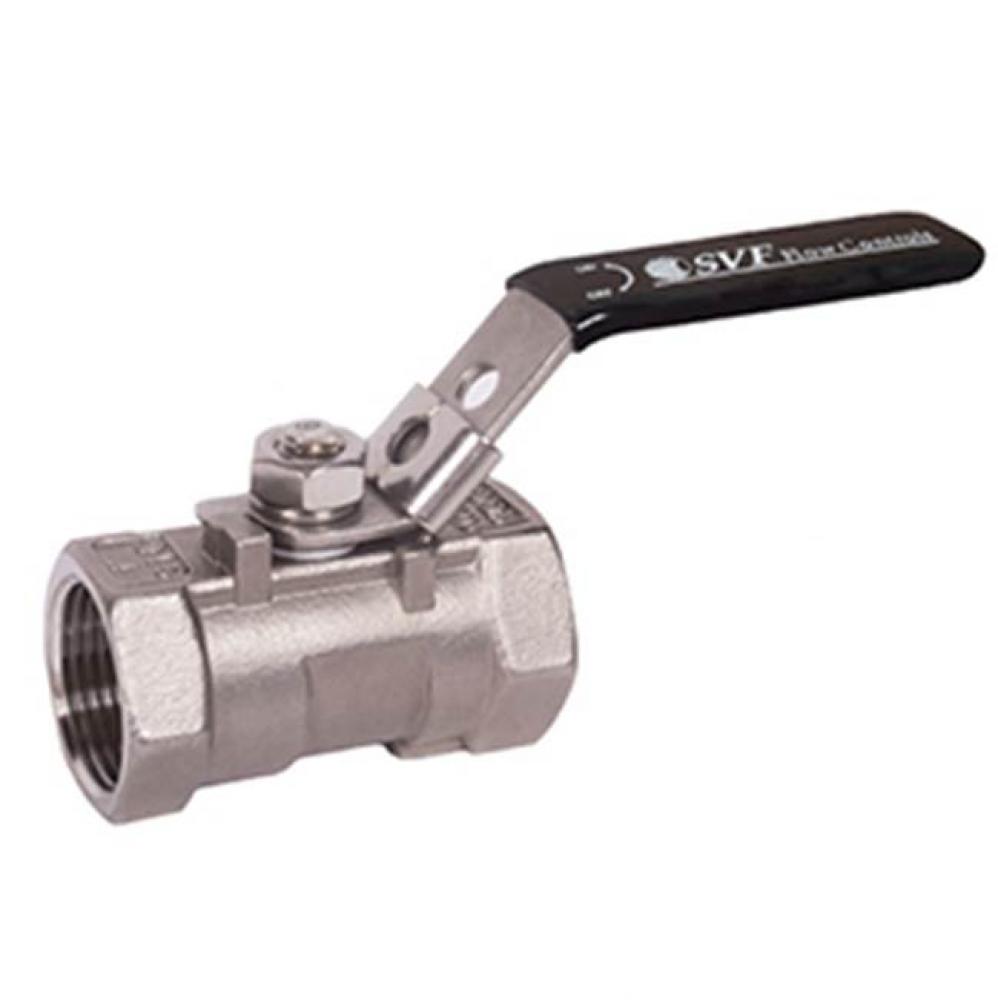 1/2'' STAINLESS STEEL 1 PIECE REDUCED PORT THREADED BALL VALVE 1000WOG RTFE SEATS