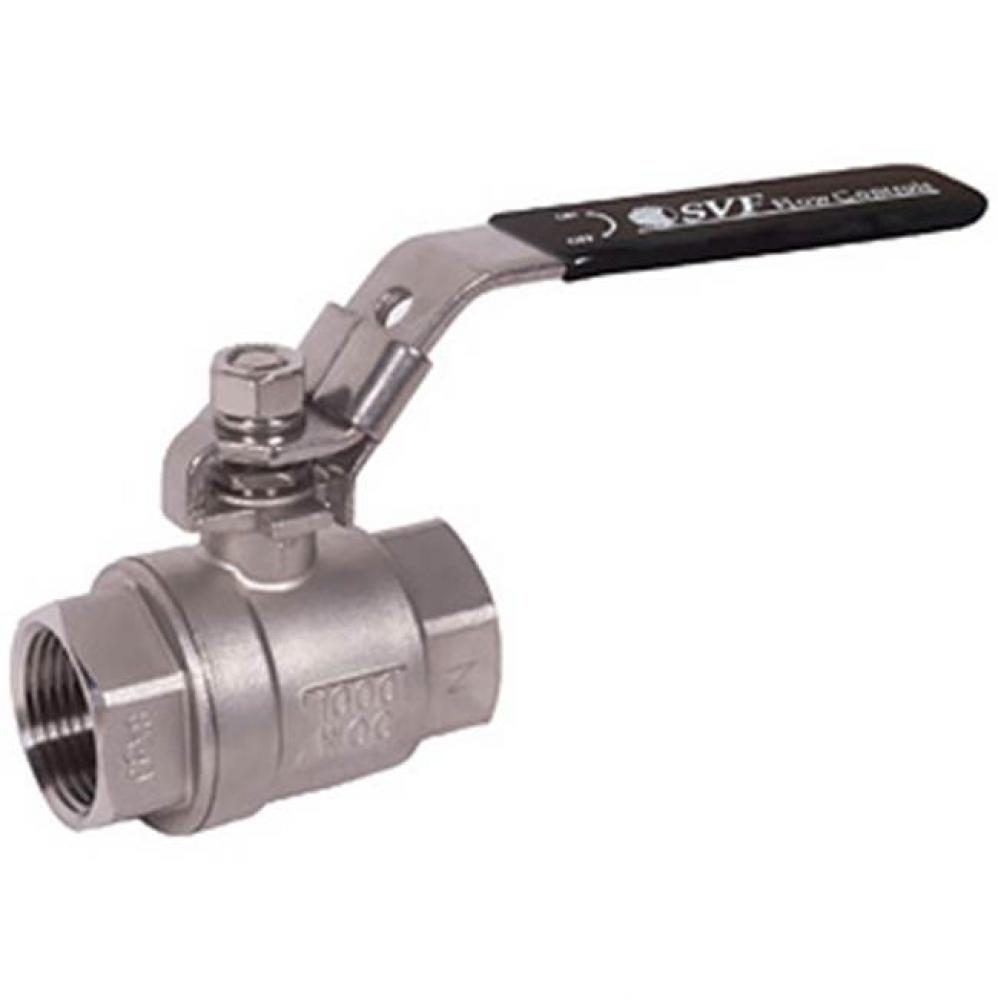 1-1/4'' STAINLESS STEEL, 2 PIECE, FULL PORT, THREADED BALL VALVE, 1000 WOG RTFE SEATS