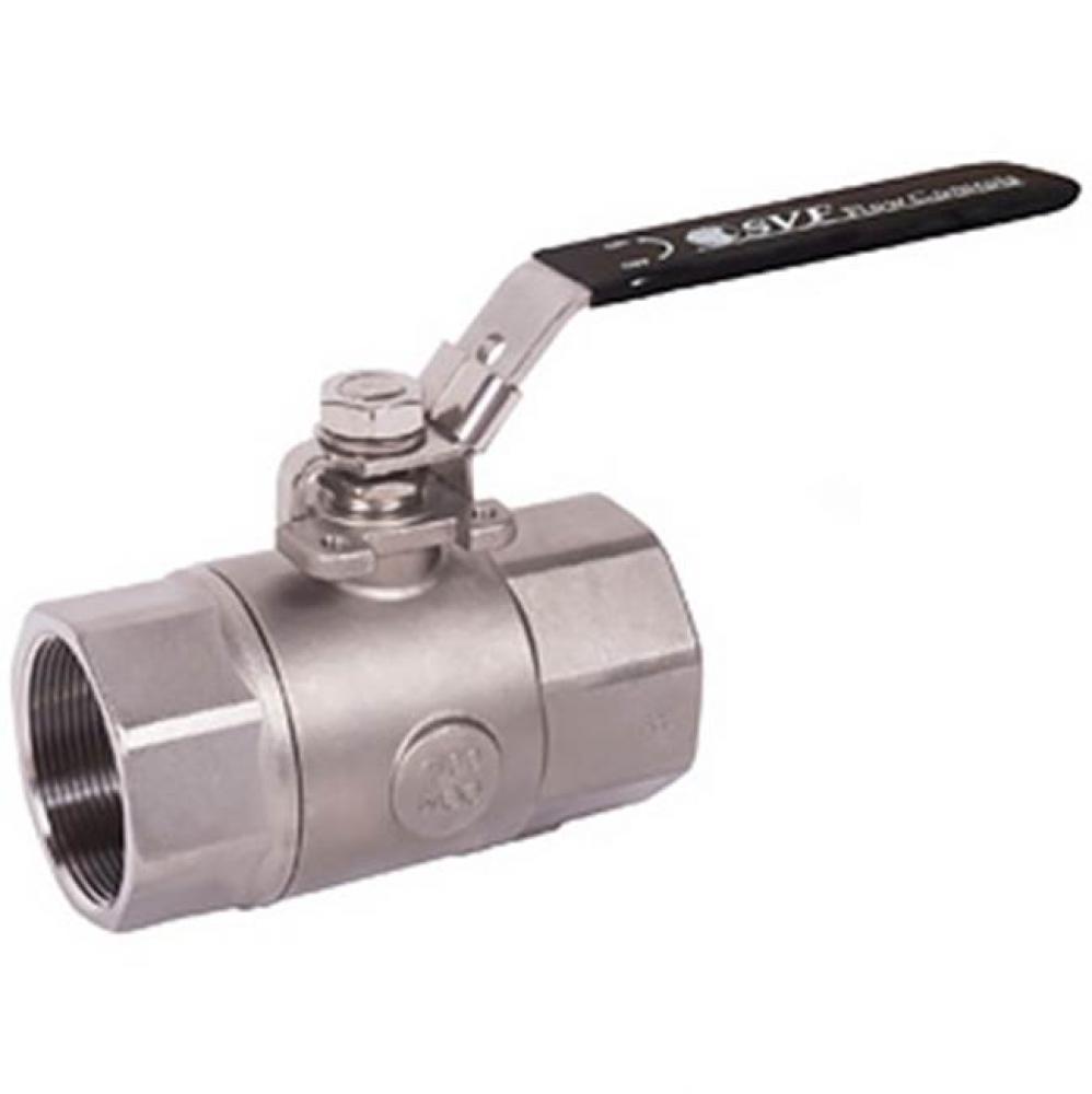 1'' STAINLESS STEEL, 2 PIECE, REDUCED PORT, THREADED BALL VALVE, 2000 WOG RTFE SEATS