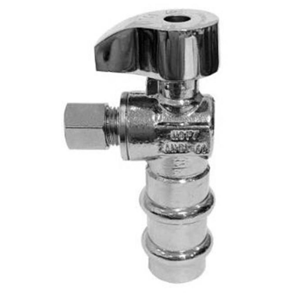 1/2'' PRESS X 1/4'' OD COMPRESSION, ANGLE STOP VALVE, CP, 1/4 TURN