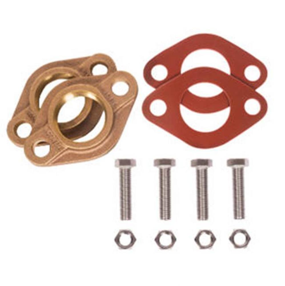Lead Free 1-1/2'' Brz Oval Meter Flange Kit Includes 2 Flanges, 2 Full Face Red Rubber G
